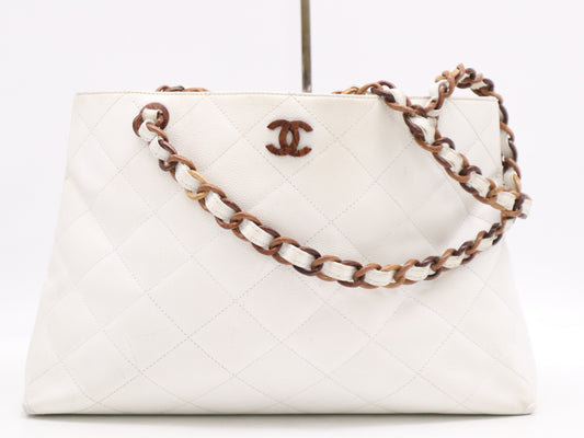  CHANEL Caviar Matelasse Chain Shoulder Bag with Wood Grain and White Seal 6498062 Shoulder Bag