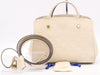 LOUIS VUITTON M50880 Empreinte Montaigne BB White Handbag with Shoulder Strap, Padlock, Two Keys, Cloche, and Poignier Closure