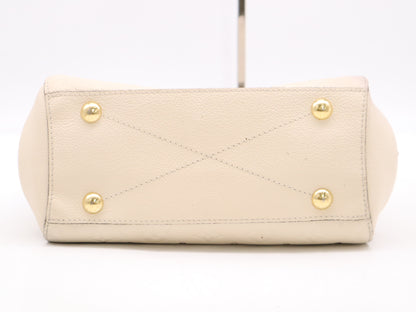 LOUIS VUITTON M50880 Empreinte Montaigne BB White Handbag with Shoulder Strap, Padlock, Two Keys, Cloche, and Poignier Closure