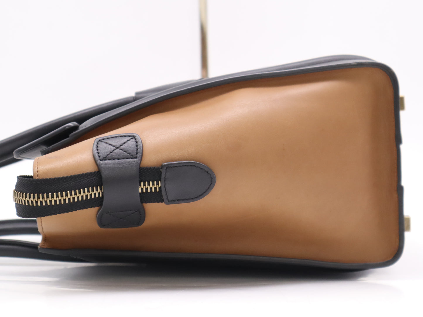 CELINE Leather Luggage Micro Tote Bag in Navy, Black, and Brown