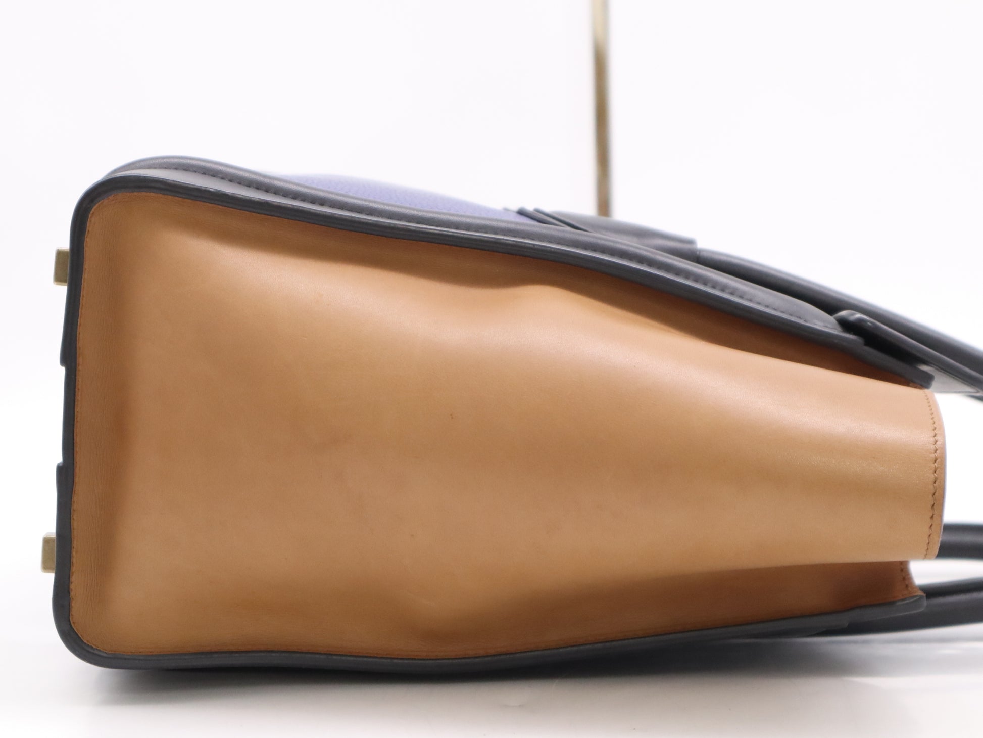 CELINE Leather Luggage Micro Tote Bag in Navy, Black, and Brown