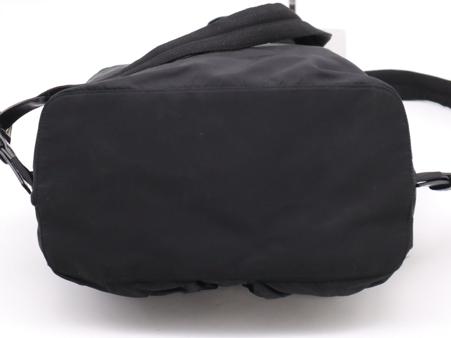 PRADA Nylon and Leather Backpack with Logo Plate, Black