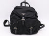 PRADA Nylon and Leather Backpack with Logo Plate, Black