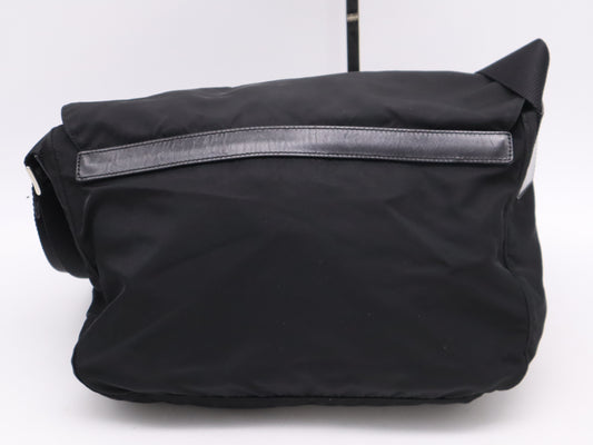PRADA Nylon Triangle Logo Messenger Bag in Black with Card Holder and Dust Bag