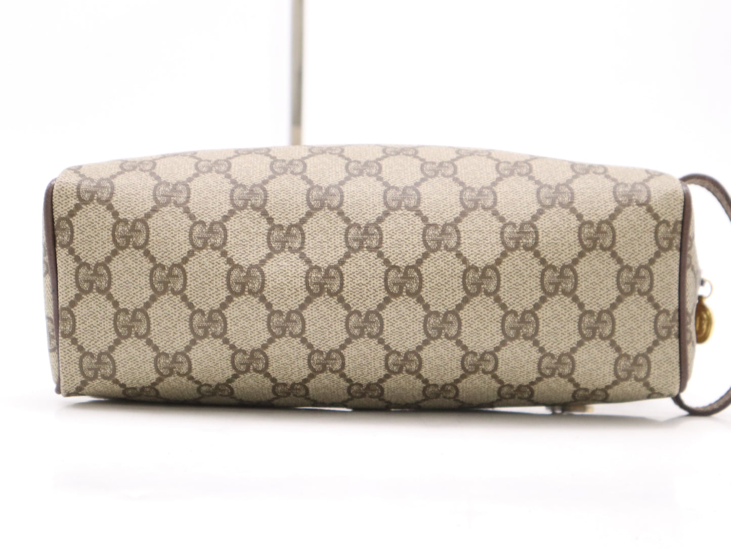 GUCCI 014・58・6087 PVC×Leather Old Gucci Vintage GG Supreme Second Bag Brown Beige GD Hardware Second Bag