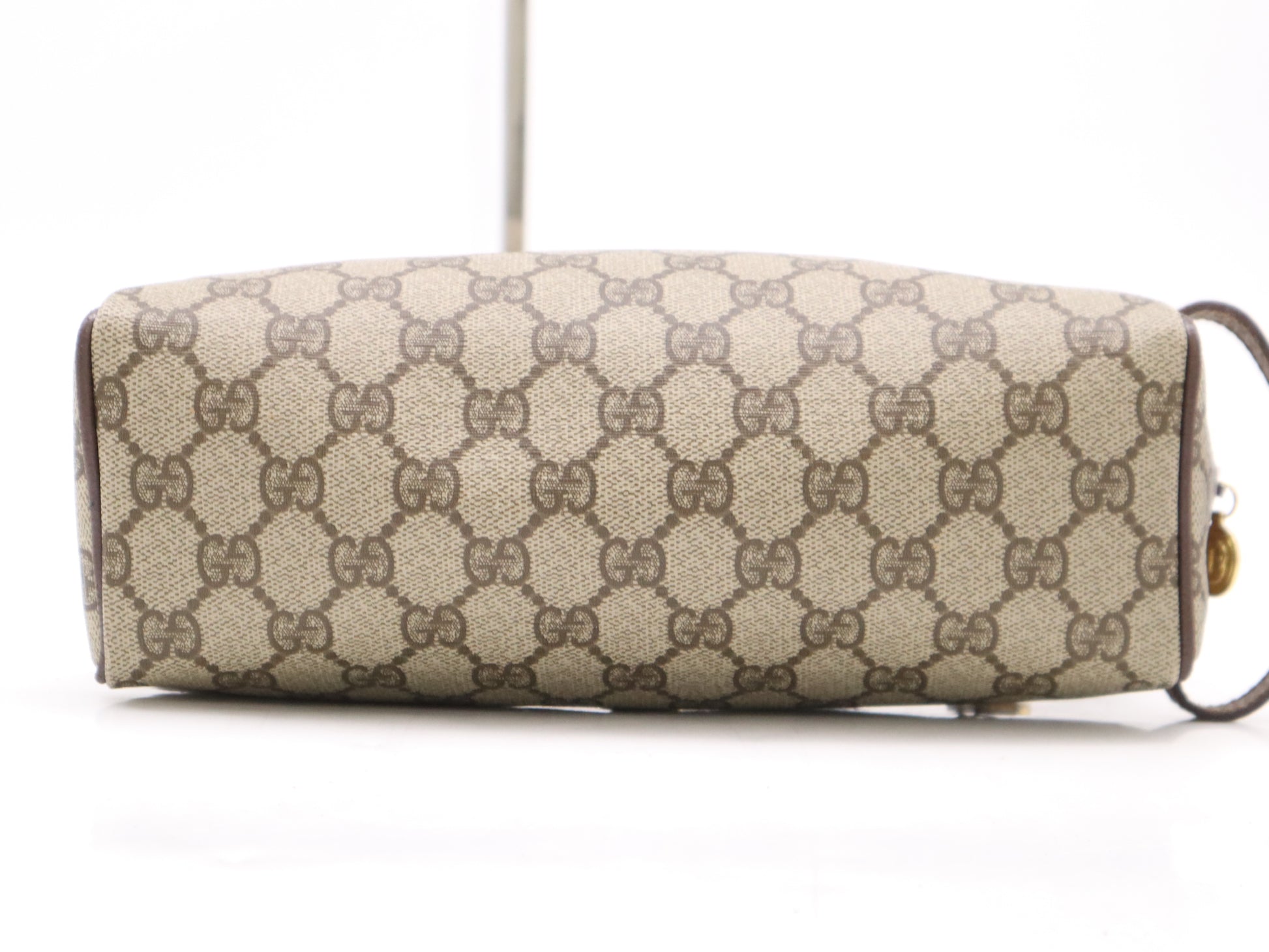 GUCCI 014・58・6087 PVC×Leather Old Gucci Vintage GG Supreme Second Bag Brown Beige GD Hardware Second Bag