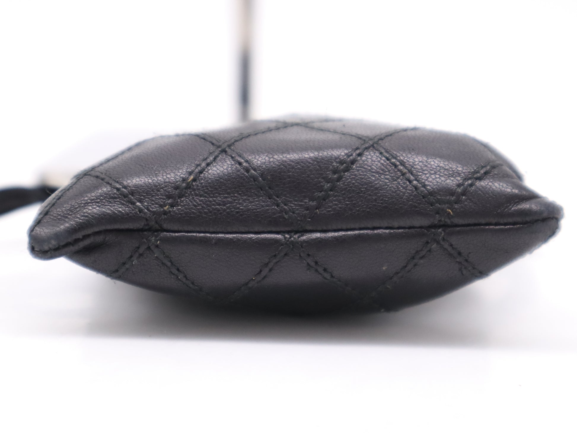 CHANEL Lambskin Bicolor Drawstring Black Pouch