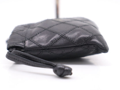 CHANEL Lambskin Bicolor Drawstring Black Pouch