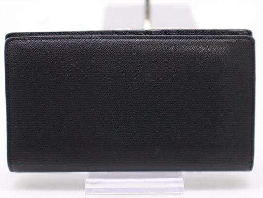 CHANEL Coco Button Bifold Leather Black Wallet