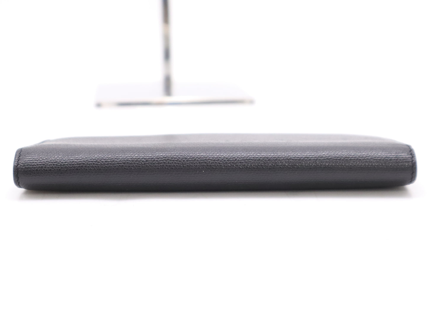 CHANEL Coco Button Bifold Leather Black Wallet