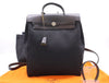 HERMES Toile Officier Air Bag, Ad PM, with padlock, two keys, clochette, and two dust bags, black, silver hardware, G stamp, 2003, handbag