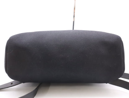 HERMES Toile Officier Air Bag, Ad PM, with padlock, two keys, clochette, and two dust bags, black, silver hardware, G stamp, 2003, handbag