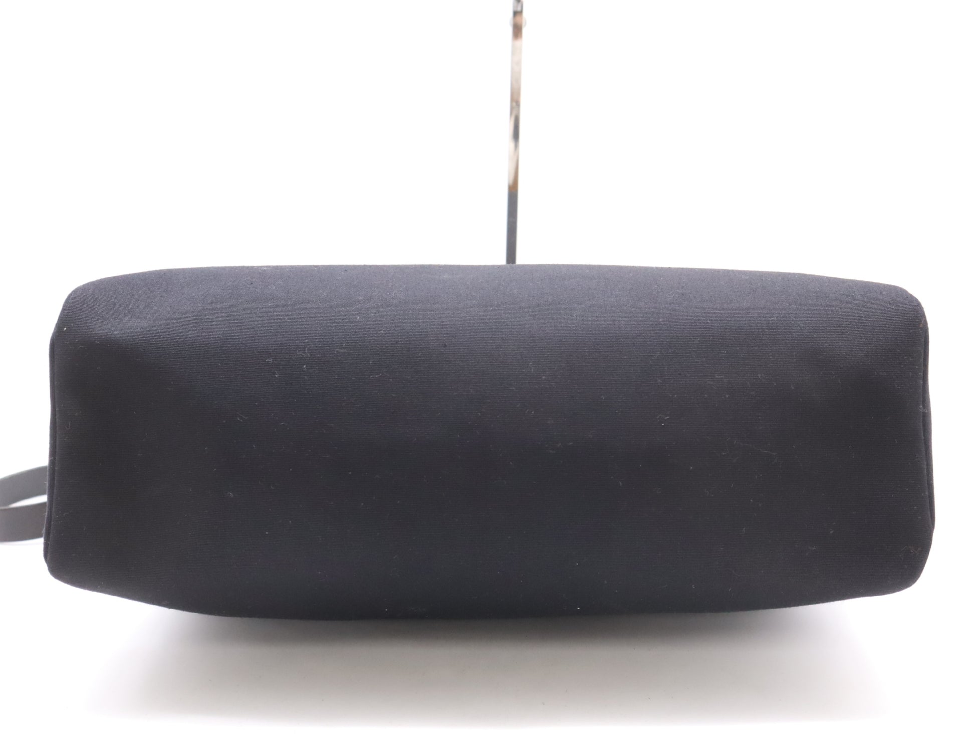 HERMES Toile Officier Air Bag MM Black with Cadena, 2 Keys, Cloche, and 2 Dust Bags, G Stamp, 2003 Tote Bag