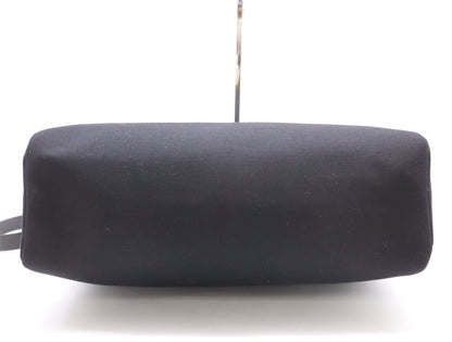 HERMES Toile Officier Air Bag MM Black with Cadena, 2 Keys, Cloche, and 2 Dust Bags, G Stamp, 2003 Tote Bag