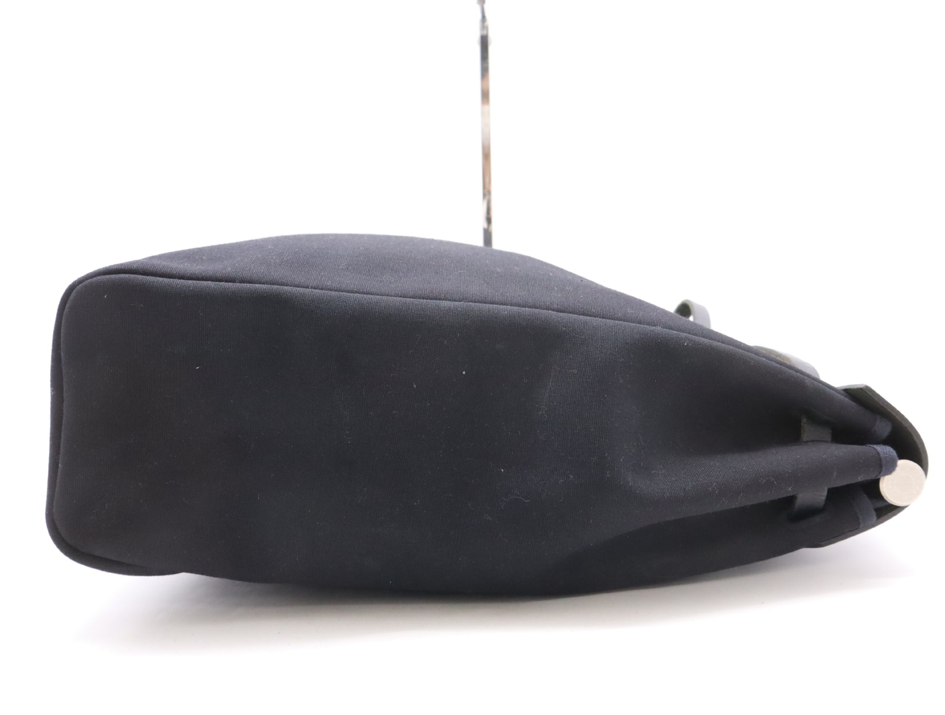 HERMES Toile Officier Air Bag MM Black with Cadena, 2 Keys, Cloche, and 2 Dust Bags, G Stamp, 2003 Tote Bag