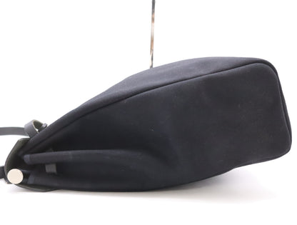 HERMES Toile Officier Air Bag MM Black with Cadena, 2 Keys, Cloche, and 2 Dust Bags, G Stamp, 2003 Tote Bag