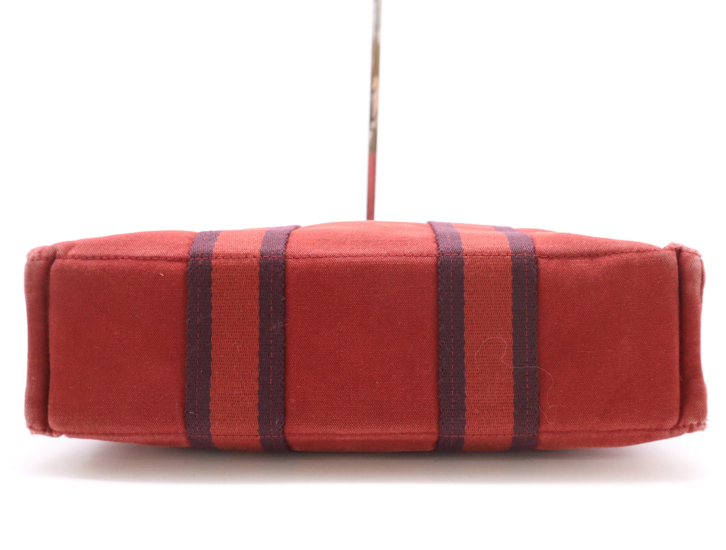 HERMES Canvas Four Toe PM Red with Silver Hardware Tote Bag