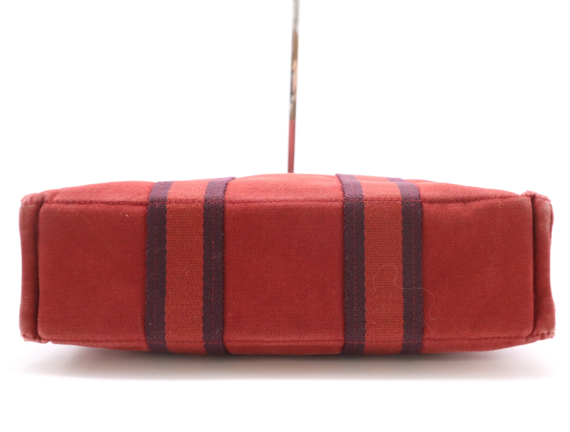 HERMES Canvas Four Toe PM Red with Silver Hardware Tote Bag