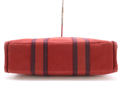 HERMES Canvas Four Toe PM Red with Silver Hardware Tote Bag