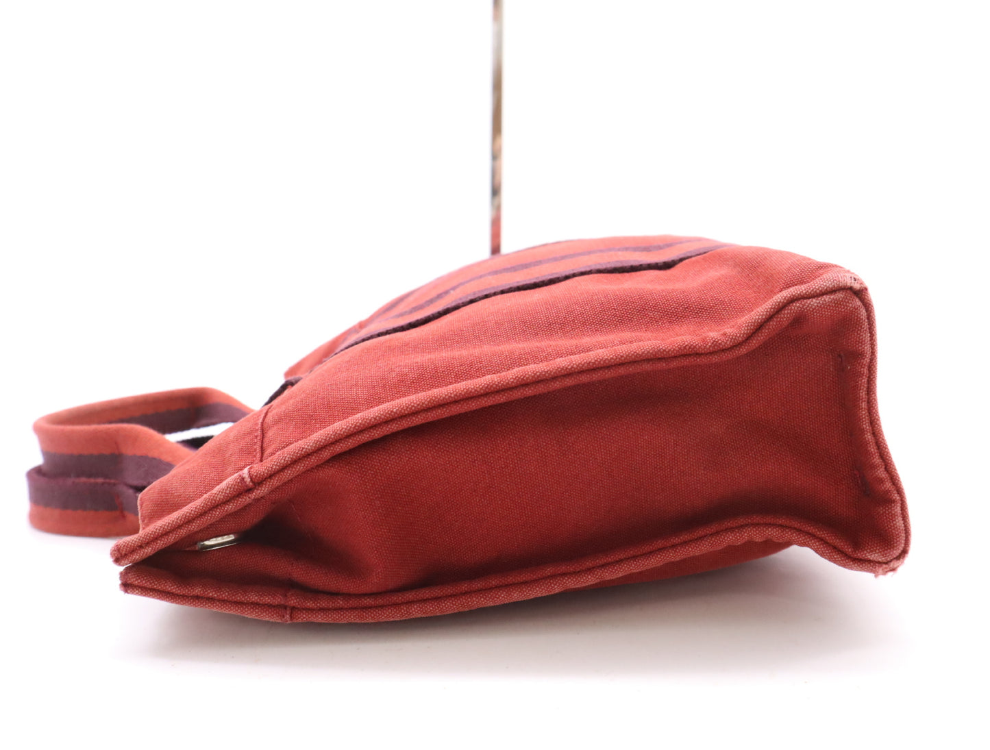 HERMES Canvas Four Toe PM Red with Silver Hardware Tote Bag