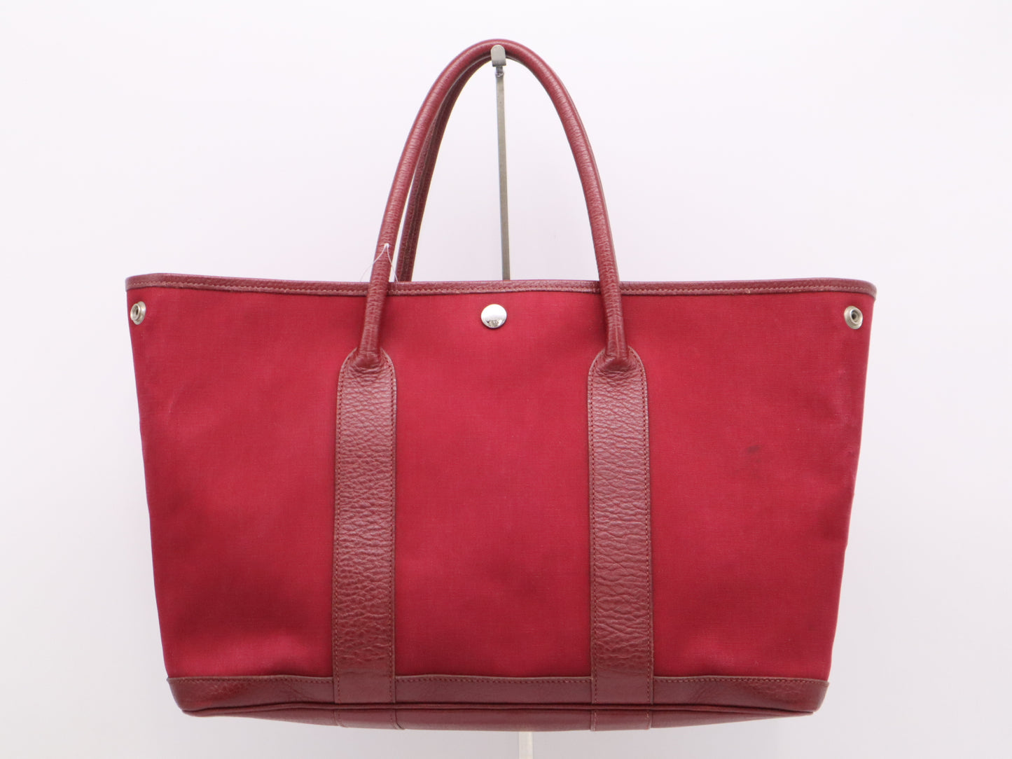 HERMES Toile H Garden Party MM Red Tote Bag