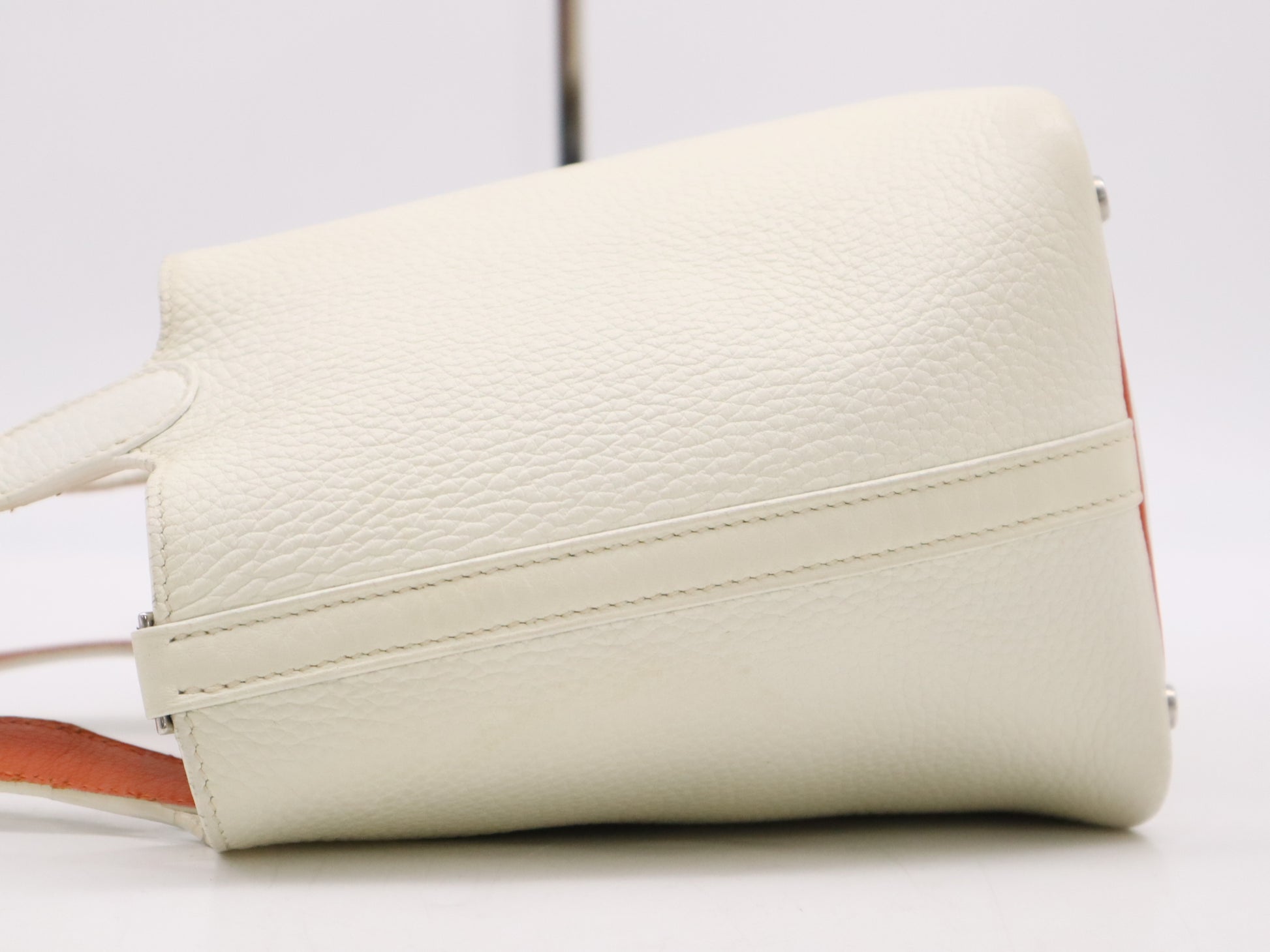 HERMES Epson Picotin PM Two-Tone White Orange Handbag