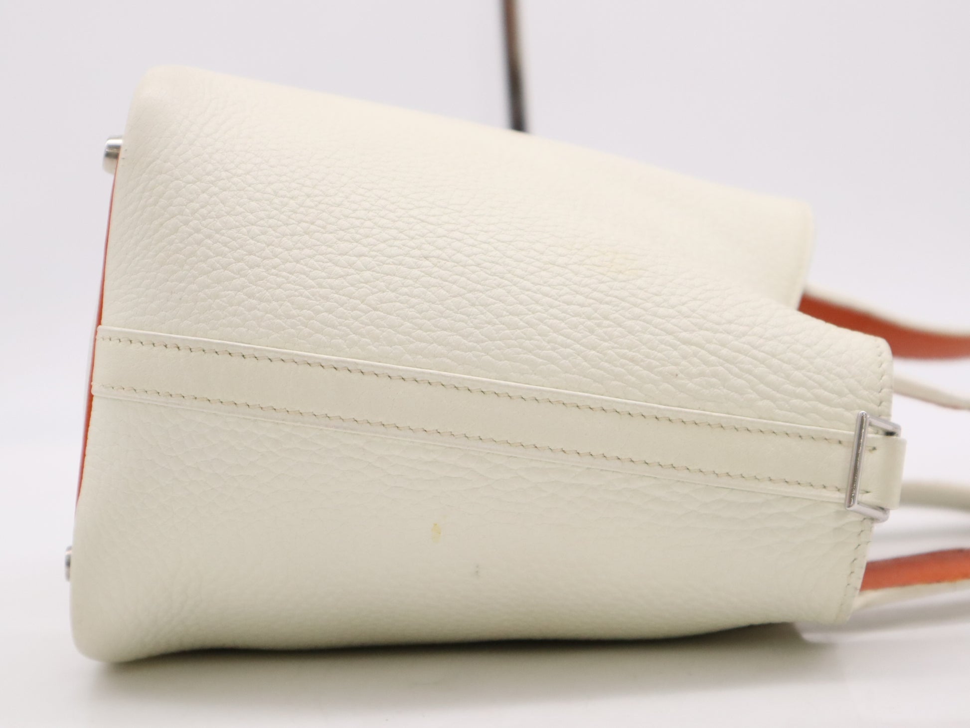 HERMES Epson Picotin PM Two-Tone White Orange Handbag