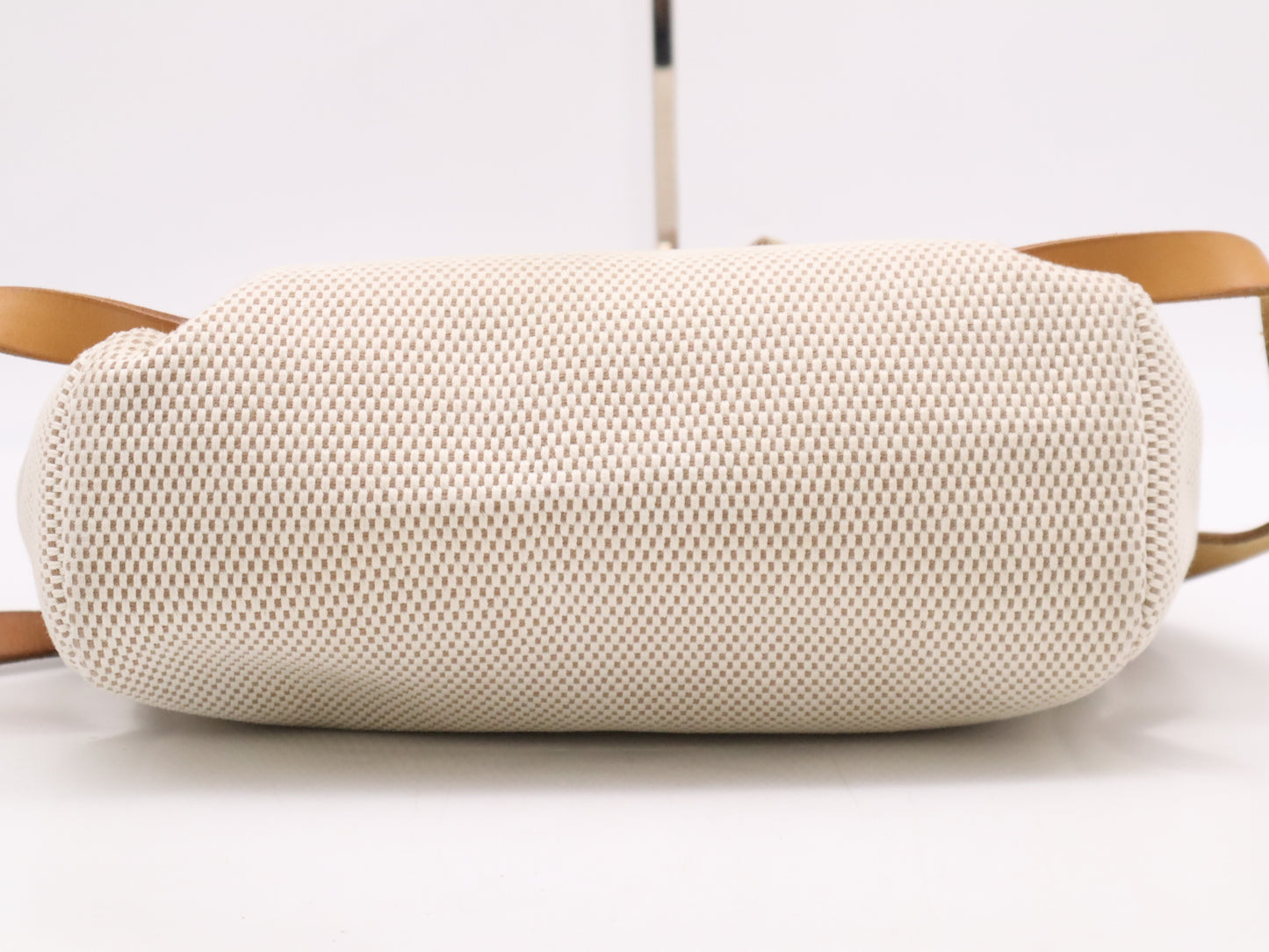 HERMES Toile GM x Leather Air Bag Ad PM Backpack in Brown, Beige, and Natural. Includes a padlock, two keys, a dust bag, and a box. H stamped. 2004.