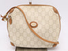 GUCCI PVC x Leather Gucci Plus Shoulder Bag Beige Brown GD Hardware Shoulder Bag