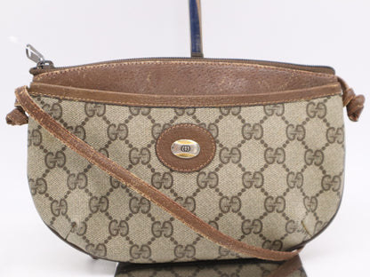 GUCCI - 904・02・020 PVC x Leather Old Gucci Shoulder Bag Brown Beige Shoulder Bag