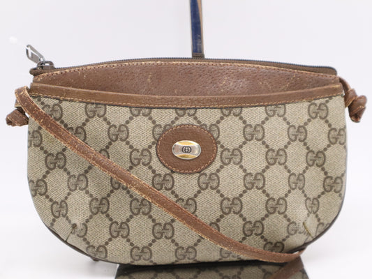 GUCCI - 904・02・020 PVC x Leather Old Gucci Shoulder Bag Brown Beige Shoulder Bag