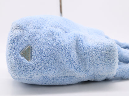 PRADA Pile Terry 2-Way Tote Bag, Blue, with Silver Hardware and Shoulder Strap