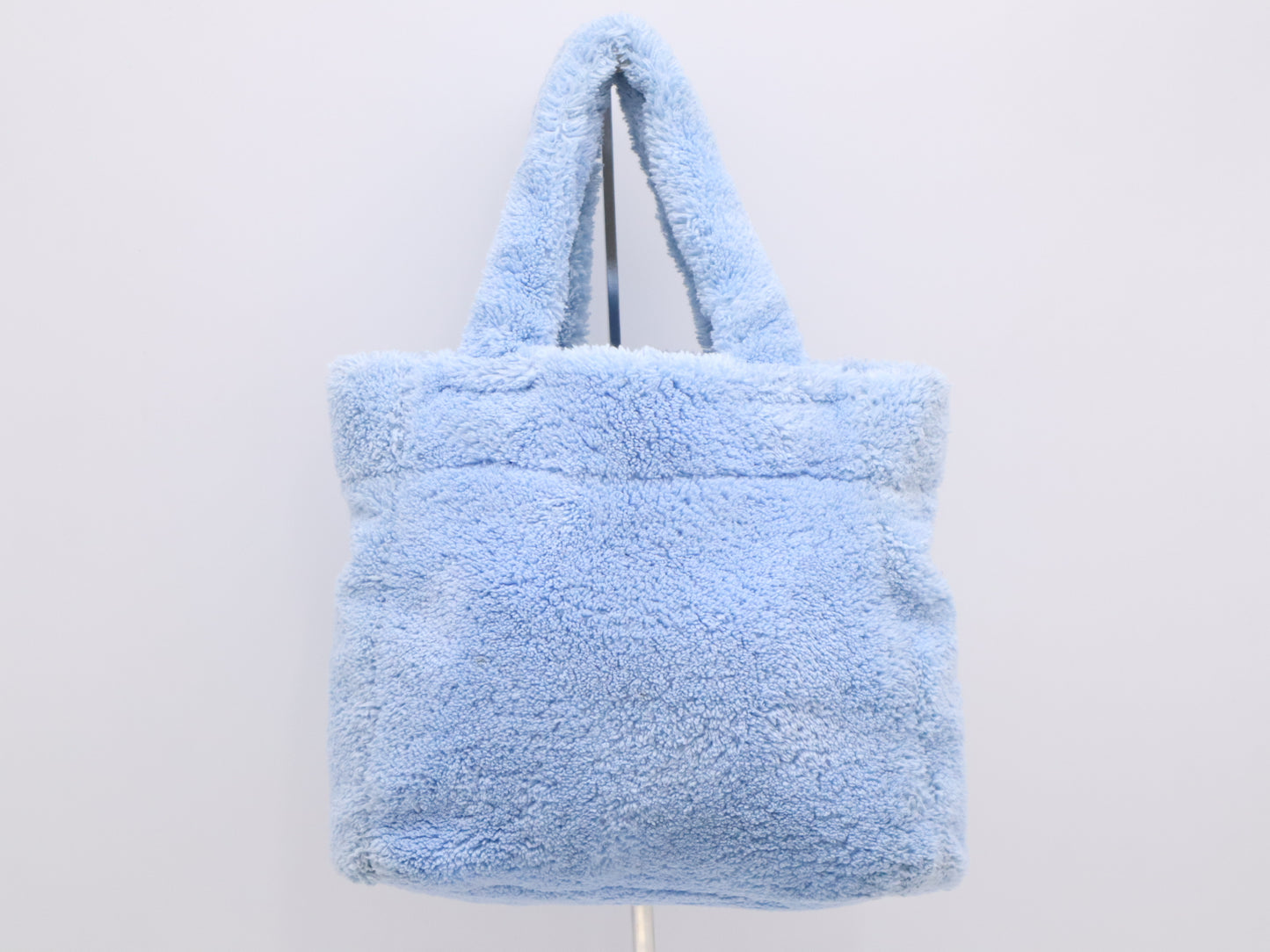 PRADA Pile Terry 2-Way Tote Bag, Blue, with Silver Hardware and Shoulder Strap