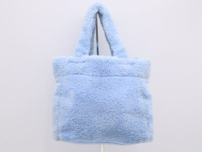 PRADA Pile Terry 2-Way Tote Bag, Blue, with Silver Hardware and Shoulder Strap