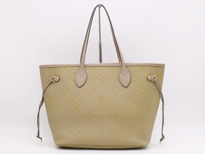 LOUIS VUITTON M45686 Empreinte Neverfull MM Tourterelle Tote Bag with Pouch and Dust Bag, RFID Verified