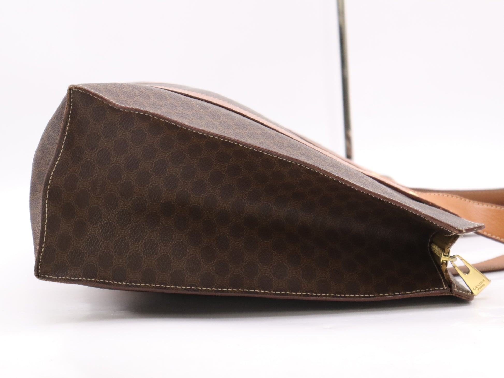 CELINE MC98/1 Leather Tote Bag in Macadam Brown with Light Brown GD Hardware