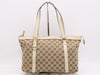 GUCCI 141470 Canvas/Leather GG Canvas Abbey Handbag in Beige and White with GD Hardware