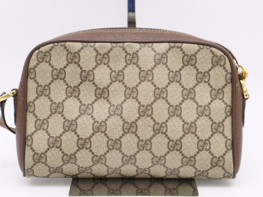 GUCCI 001・58・6594 PVC×Leather Old Gucci GG Supreme Shoulder Bag Beige Brown GD Hardware Shoulder Bag