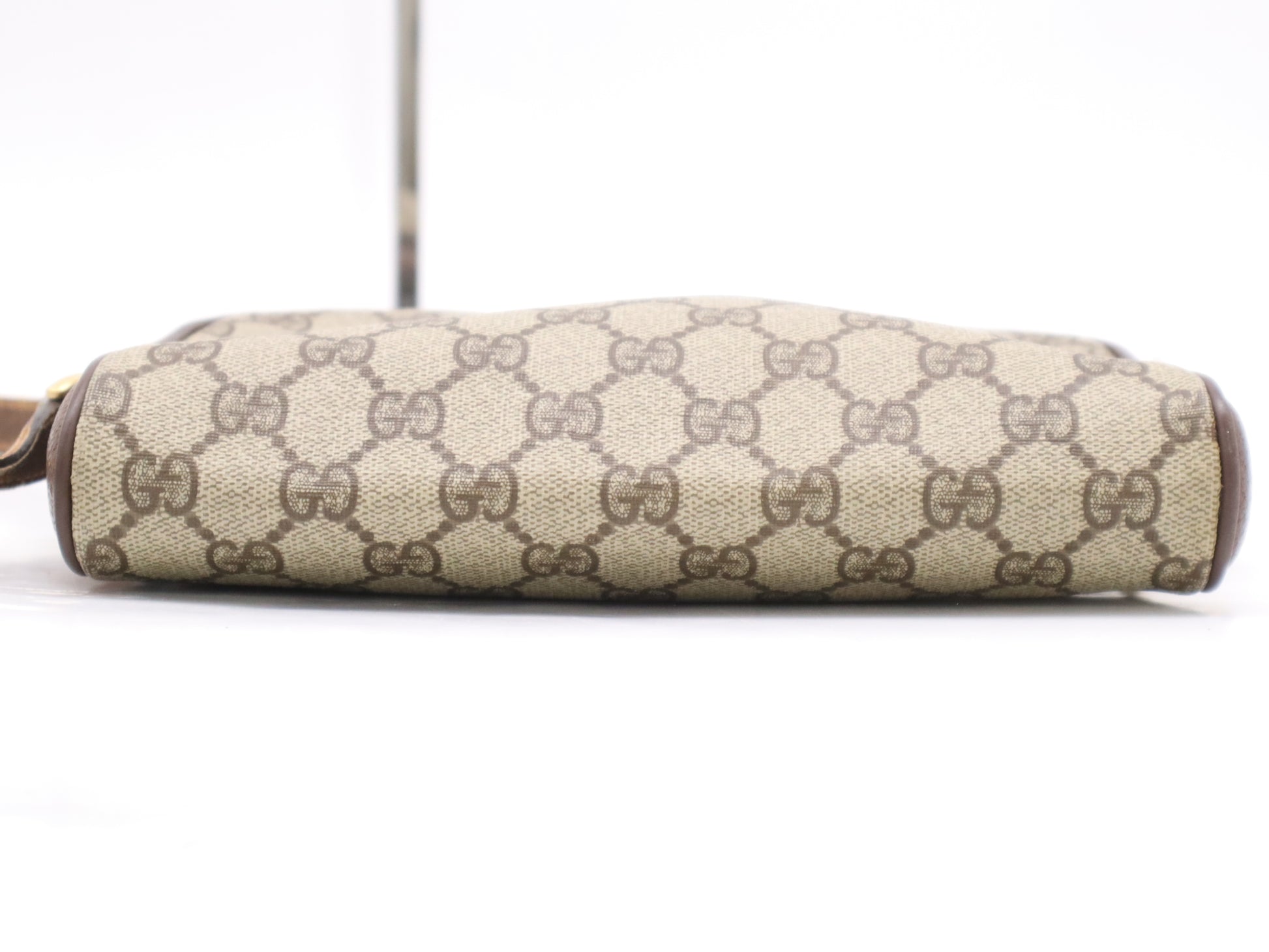 GUCCI 001・58・6594 PVC×Leather Old Gucci GG Supreme Shoulder Bag Beige Brown GD Hardware Shoulder Bag