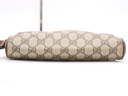 GUCCI 001・58・6594 PVC×Leather Old Gucci GG Supreme Shoulder Bag Beige Brown GD Hardware Shoulder Bag