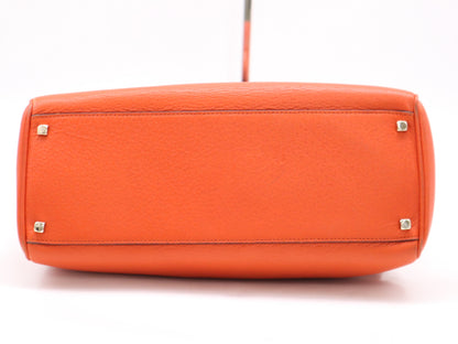 Salvatore Ferragamo AB-21 3387 Leather Handbag, Orange, with GD Hardware
