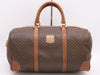 CELINE PVC and Leather Boston Bag in Macadam Brown, Light Brown, and Beige with GD Hardware, Padlock, Two Keys, and Cloche