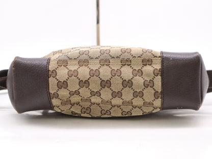 GUCCI 114273 Canvas/Leather GG Canvas Shoulder Bag Beige Dark Brown Shoulder Bag