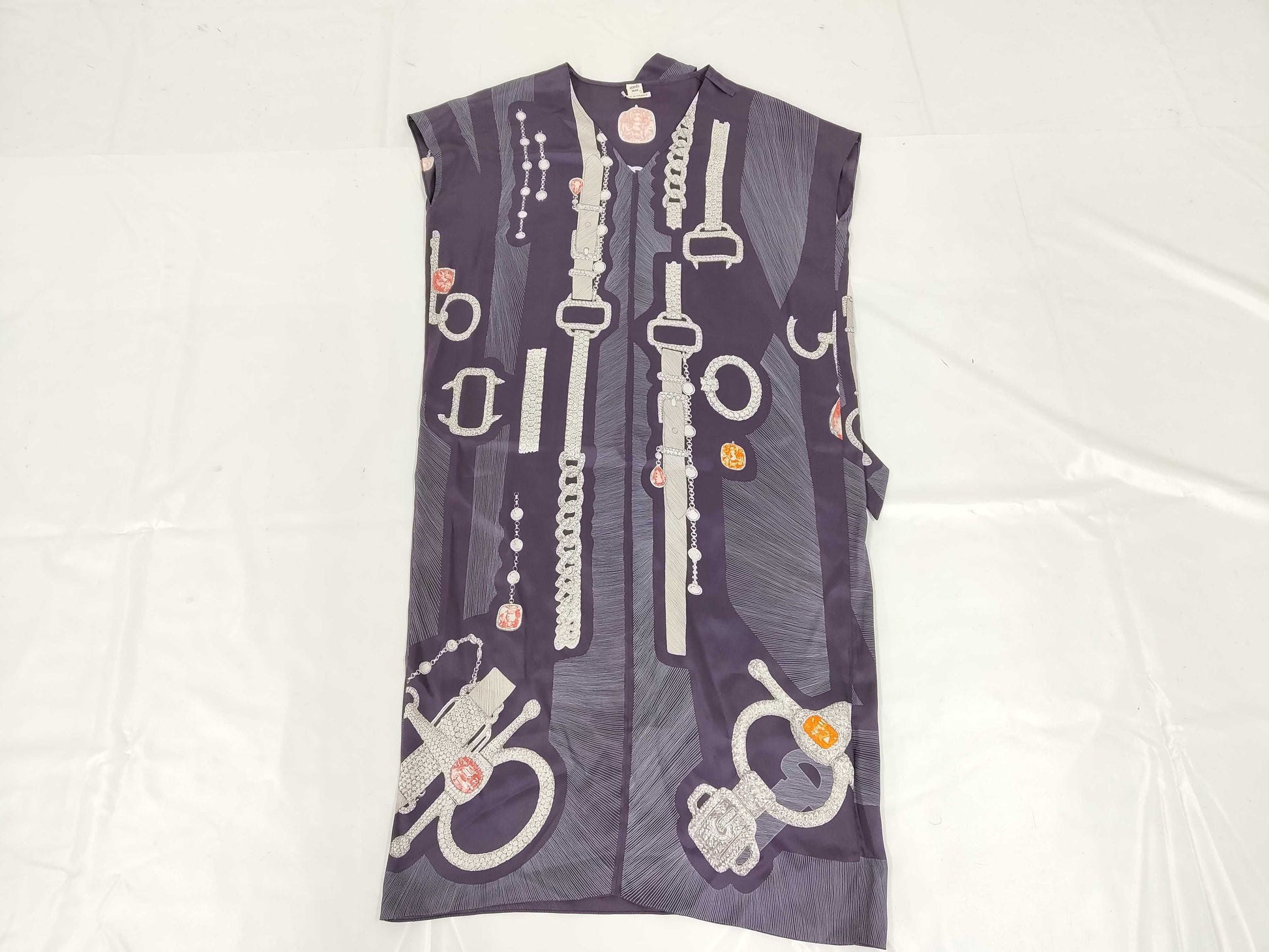 HERMES Silk Dress, Etude pour une Parure de Gala 2018, Purple, Size: 34, Dress