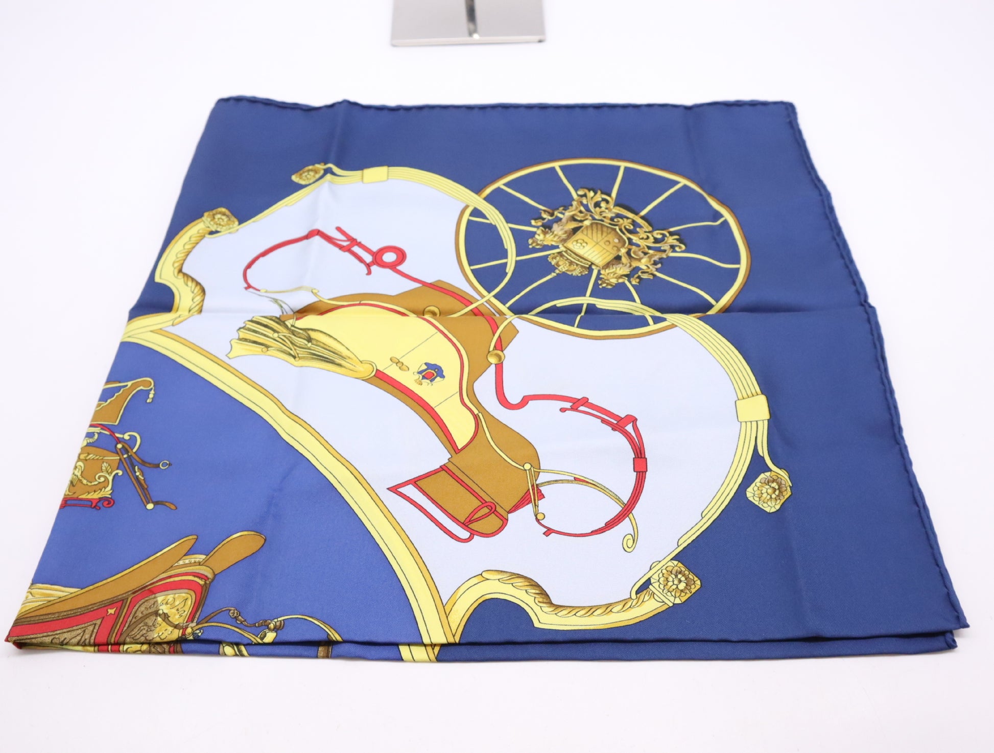 HERMES Silk Carré 90 Spring Blue Yellow Scarf