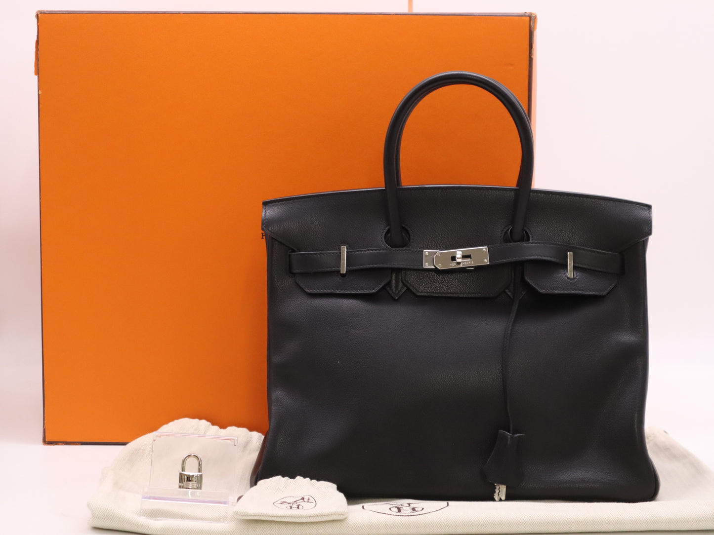HERMES Birkin 35 Black Togo with Sterling Silver Hardware, K Stamp, 2007 Handbag