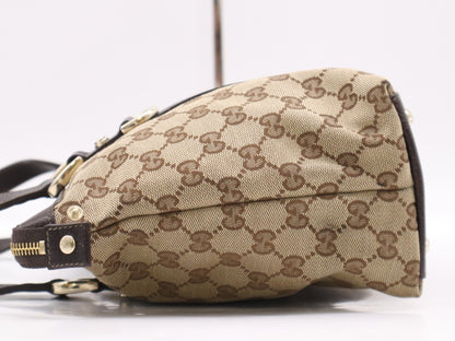 GUCCI 141470 Canvas x Leather GG Canvas Tote Bag Beige Brown Tote Bag