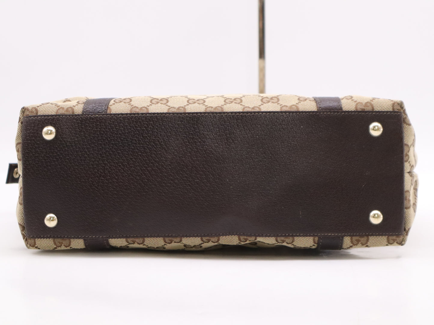 GUCCI 141470 Canvas x Leather GG Canvas Tote Bag Beige Brown Tote Bag