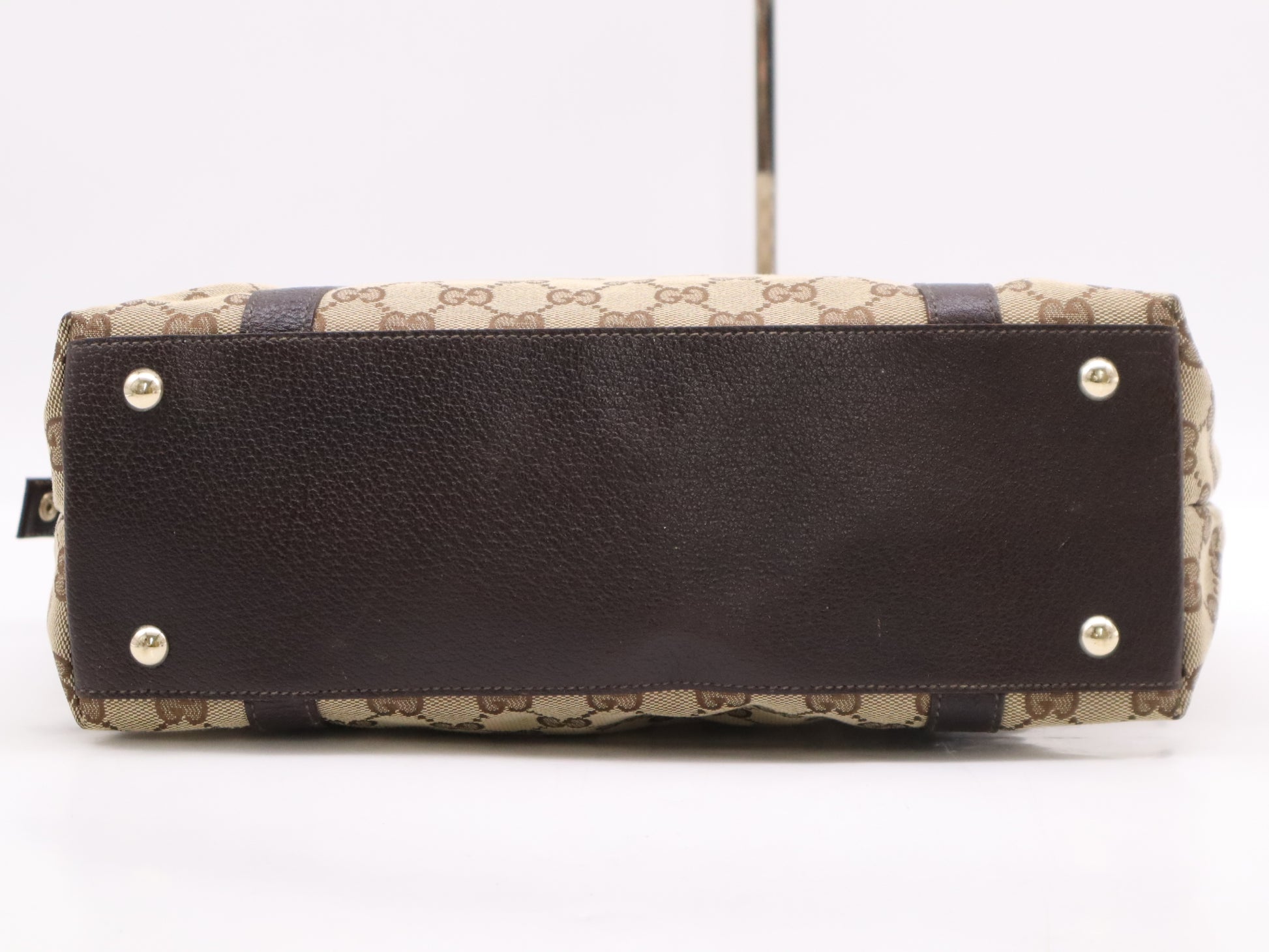 GUCCI 141470 Canvas x Leather GG Canvas Tote Bag Beige Brown Tote Bag