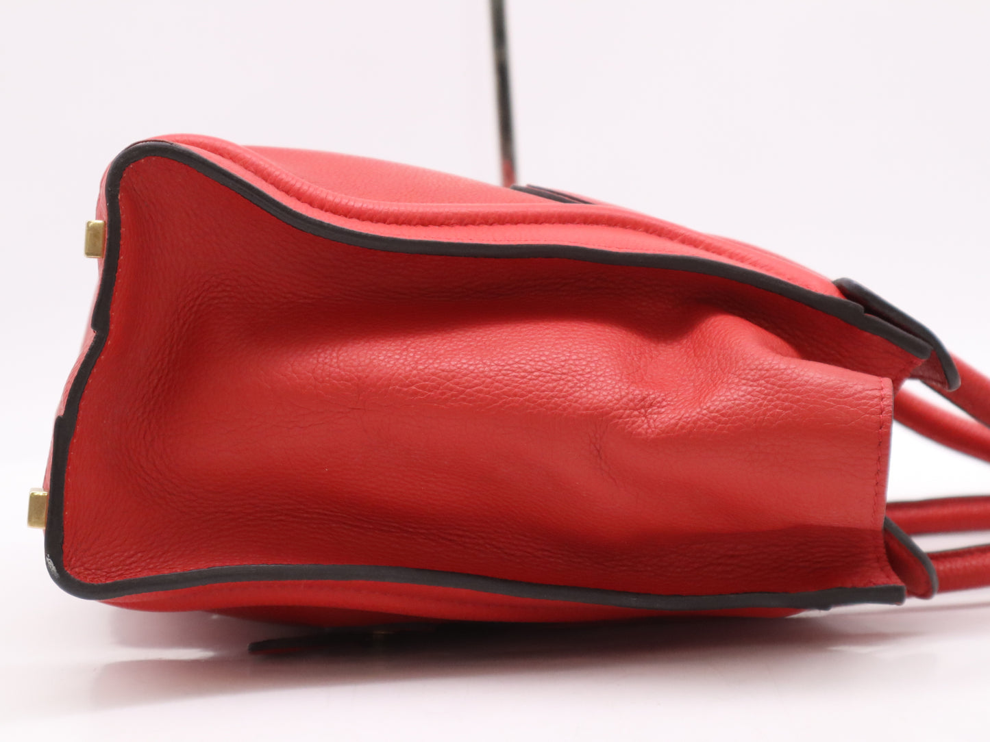 CELINE 1667793 Leather Luggage Micro Shopper Handbag in Red with GD Hardware